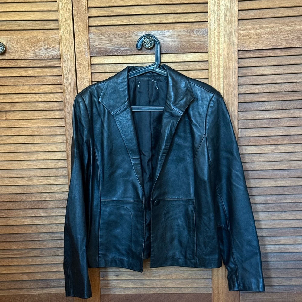 Black Leather Blazer for Women